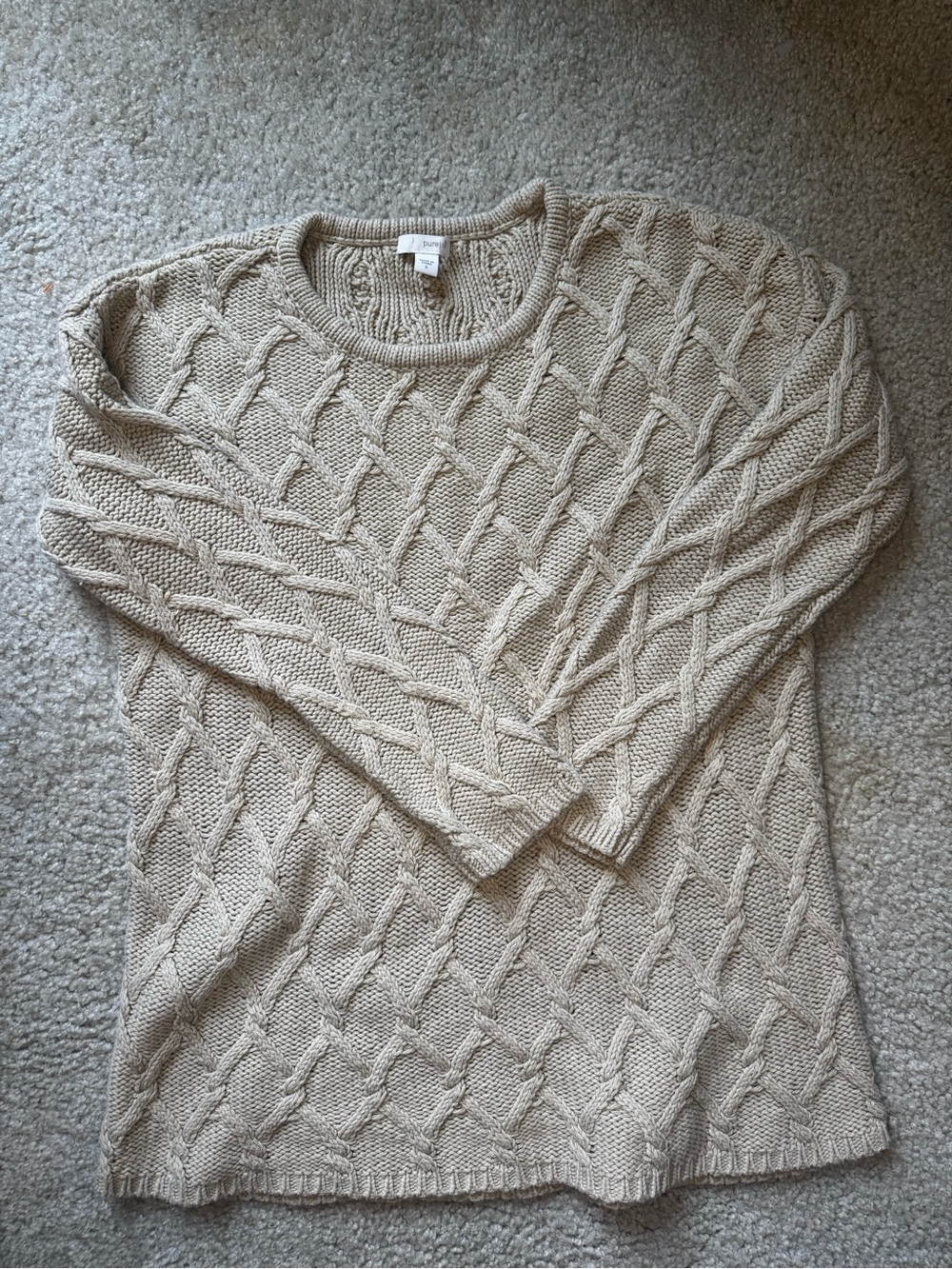 Pure Jill by J.Jill Women's Cable Knit Crewneck Sweater - Cream